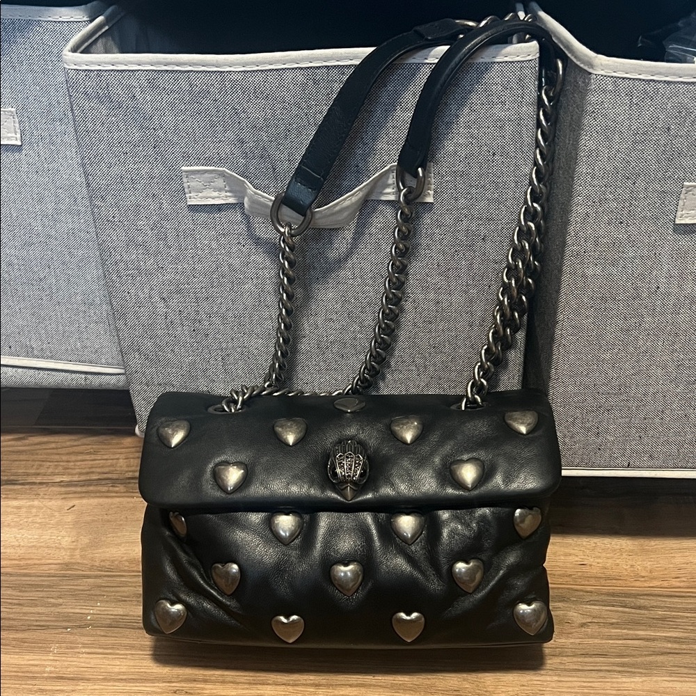 Kurt Geiger Black Heart-Studded Shoulder Bag